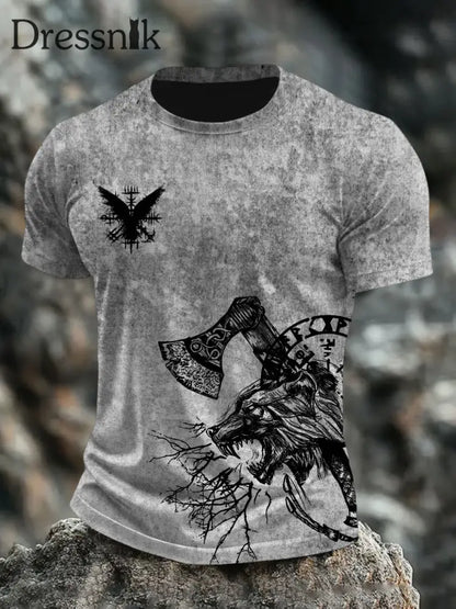 Bedrucktes T-Shirt für Herren Viking Hellgrau / S