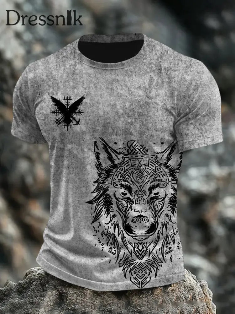 Bedrucktes T-Shirt für Herren Viking Hellgrau / S