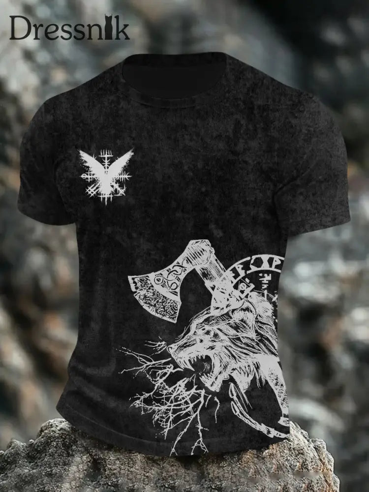 Bedrucktes T-Shirt für Herren Viking Schwarz / S