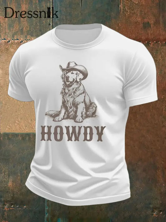 Bedrucktes T Shirt für Männer mit West Tieren Weiß / S