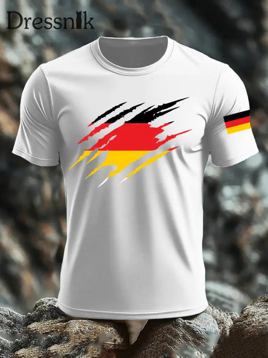 Bedrucktes T-Shirt mit deutscher Flagge für Frauen Weiß / S