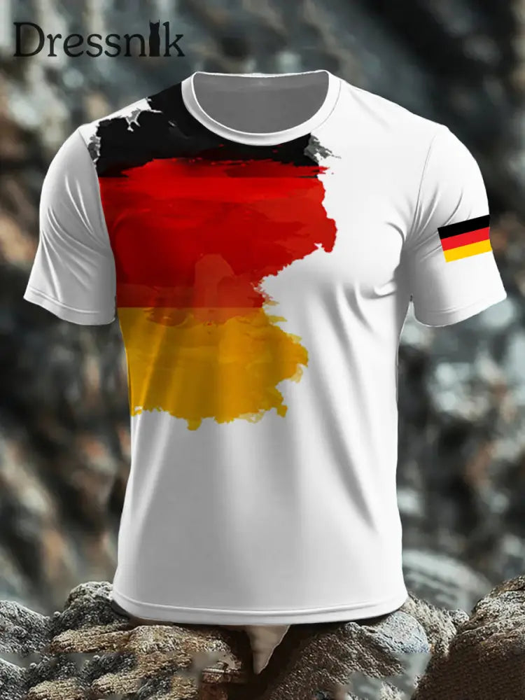 Bedrucktes T-Shirt mit deutscher Flagge für Männer Weiß / S