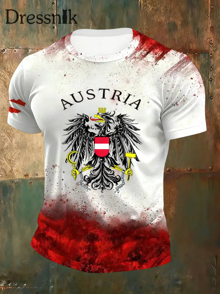 Bequemes Herren-T-Shirt mit österreichi schem Flaggen druck A / S