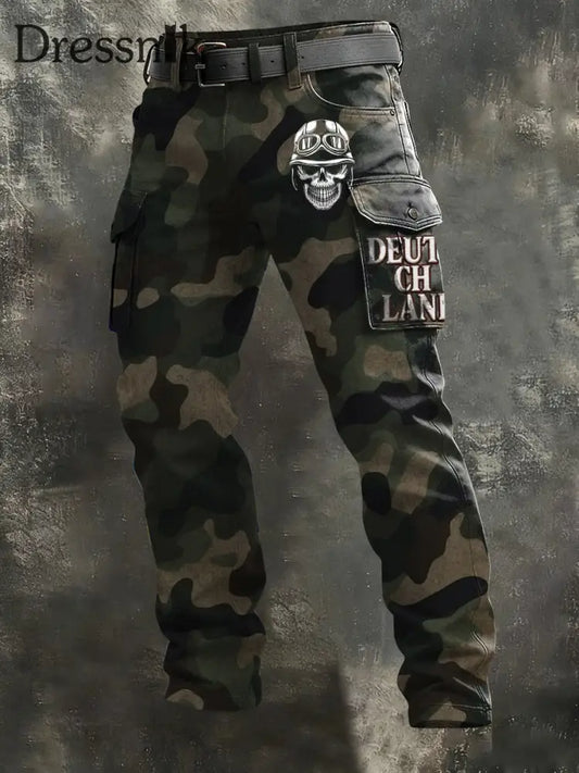 Biker-Skull-Cargo-Hosen ’DEUTSCHLAND’ für Herren mehrfarbig / S