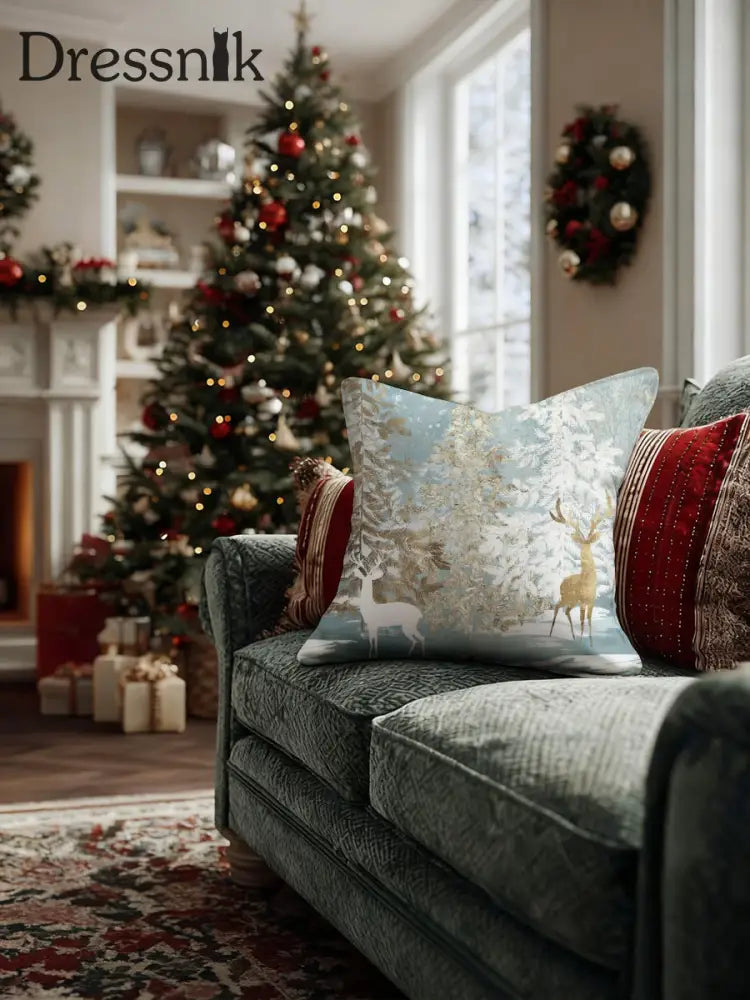 Blau & Gold Hirsch Weihnachts kissen mehrfarbig