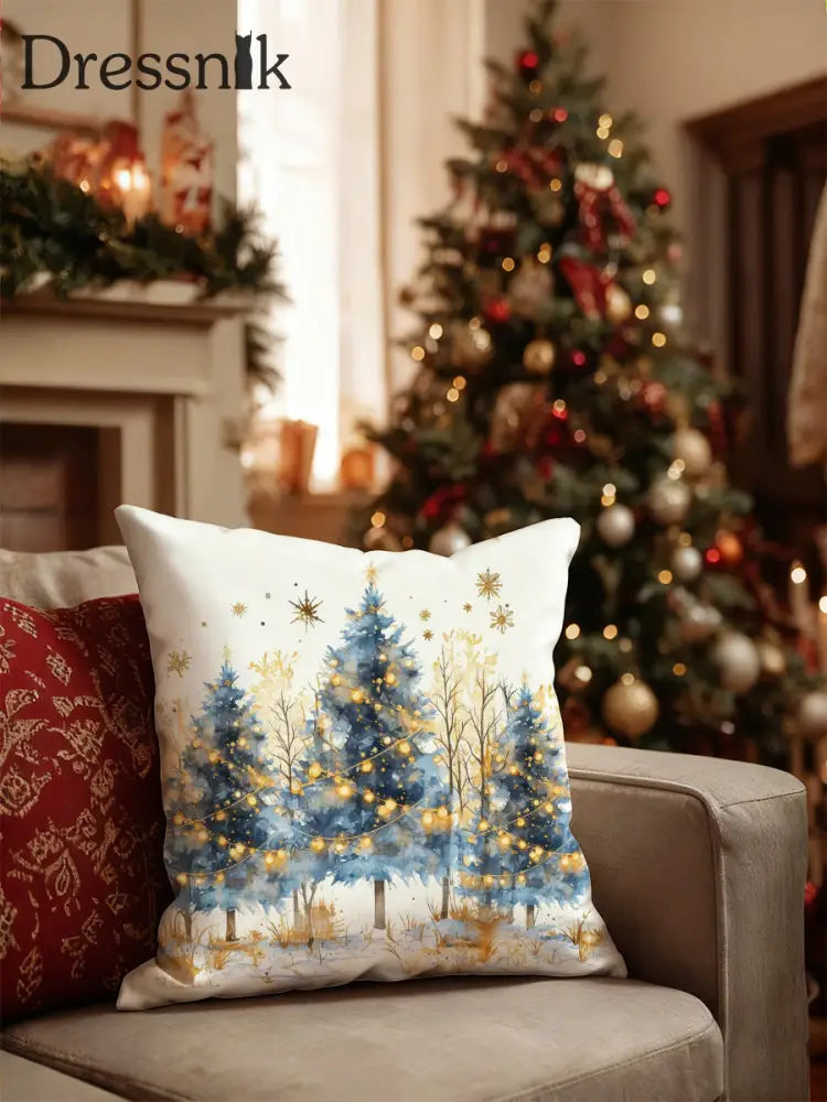 Blau & Gold Lit Tree Weihnachts kissen mehrfarbig