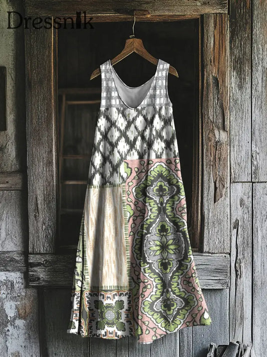 Blumen ärmelloses Kleid für Damen geometrische Pflanze als bild / S