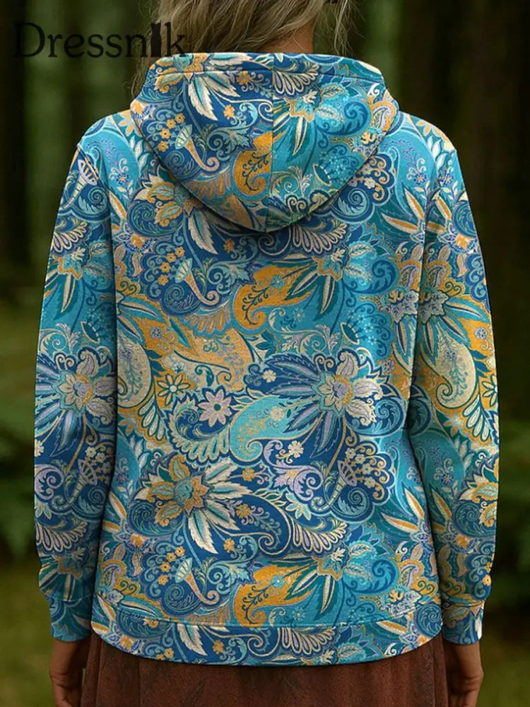 Bohemian Boho Blumen kunst bedruckter Hoodie für Damen