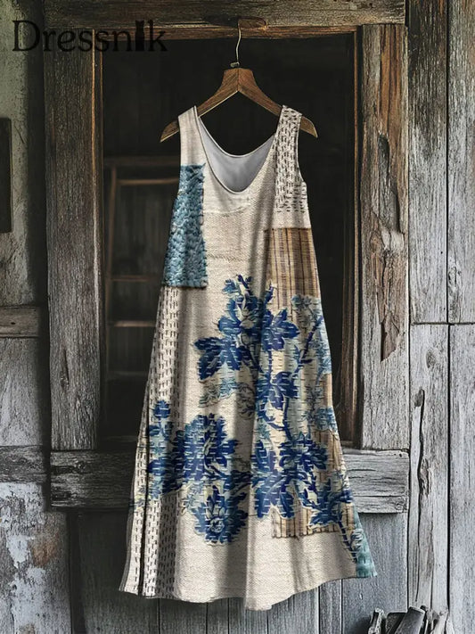 Botanisches Blumen kleid für Damen ärmel los als bild / S