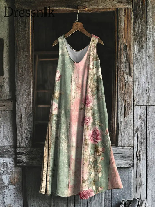 Botanisches Blumen kleid für Damen ärmel los als bild / S