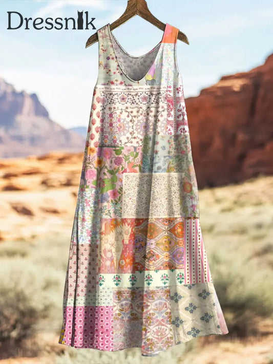 Botanisches Kleid mit V-Ausschnitt und Blumen druck für Damen als bild / S