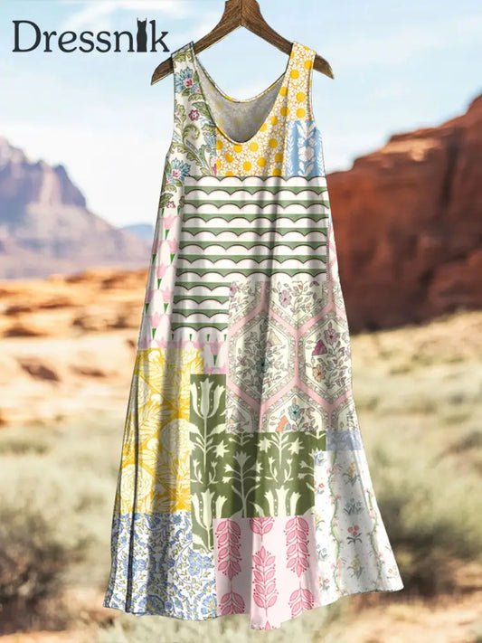Botanisches Kleid mit V-Ausschnitt und Blumen druck für Damen als bild / S