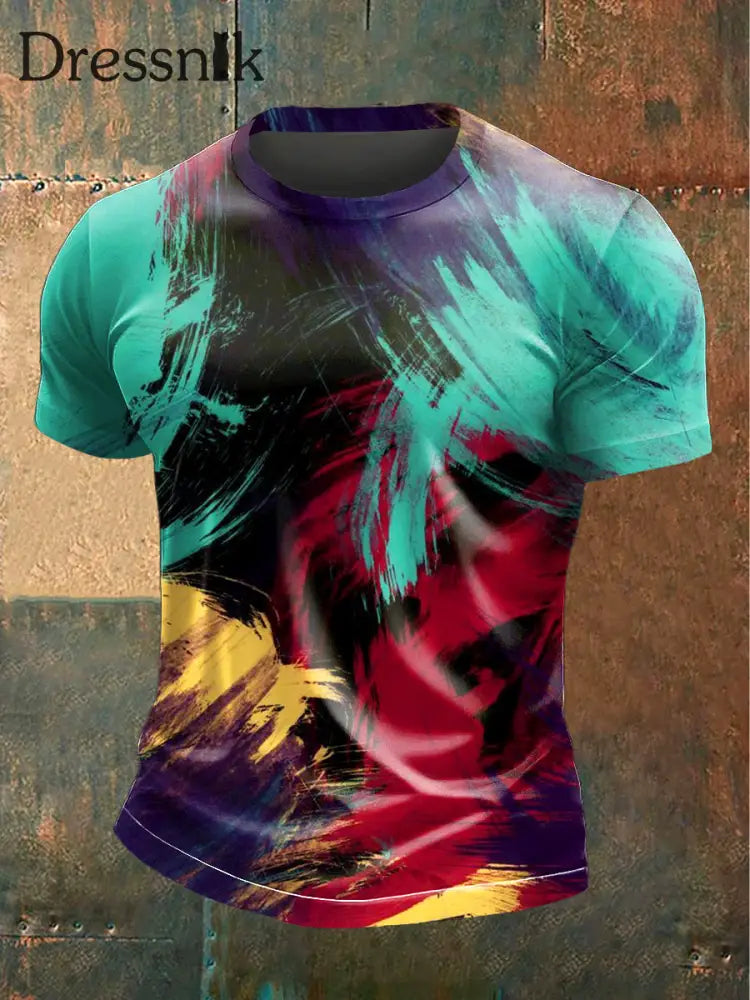 Buntes Kurzarm-T-Shirt mit Graffiti-Print für Männer mehrfarbig / S