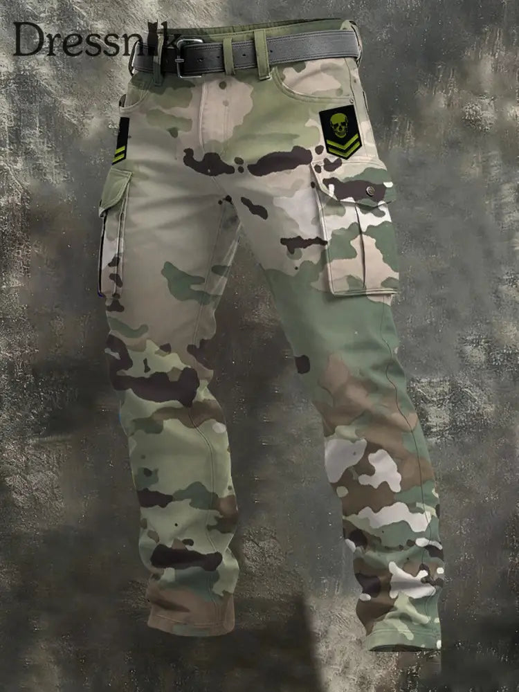 Camo Neon Skull Cargo hosen für Herren mehrfarbig / S