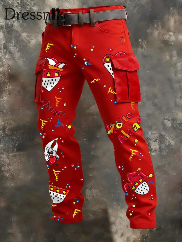 Cargo-Hosen mit Kölner Karnevals druck für Herren Rot / S