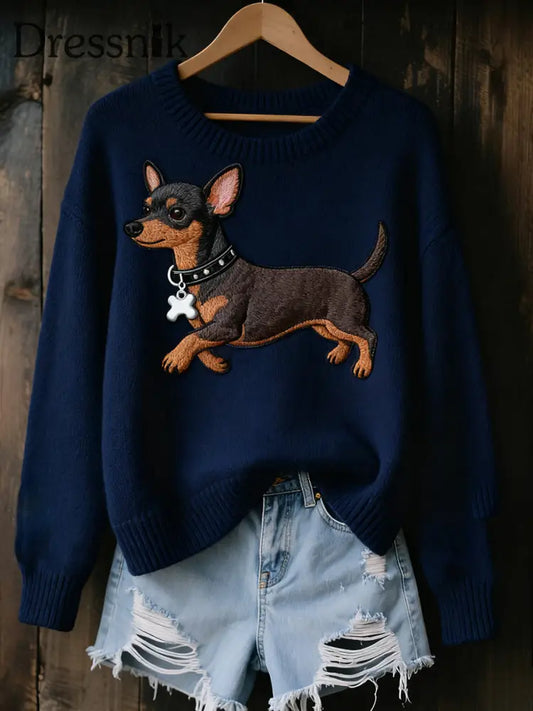 Chihuahua-Hunde-Oberteile für Frauen Marineblau / S