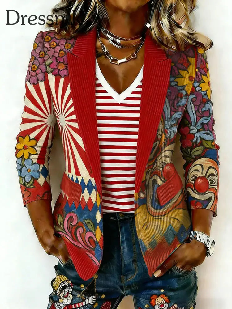 Clown-Print-Anzug für Frauen im Kölner Karneval Rot / S