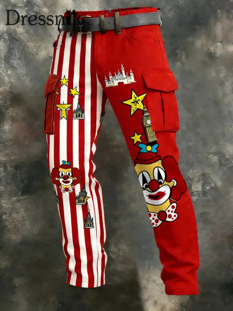 Cologne Carnival Clown Print Freizeit hosen für Herren Rot / S