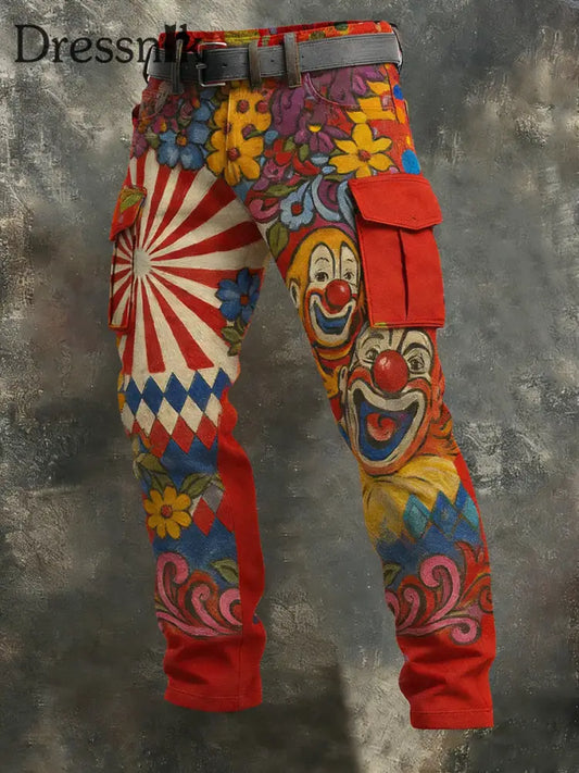 Cologne Carnival Clown Print Freizeit hosen für Herren Rot / S