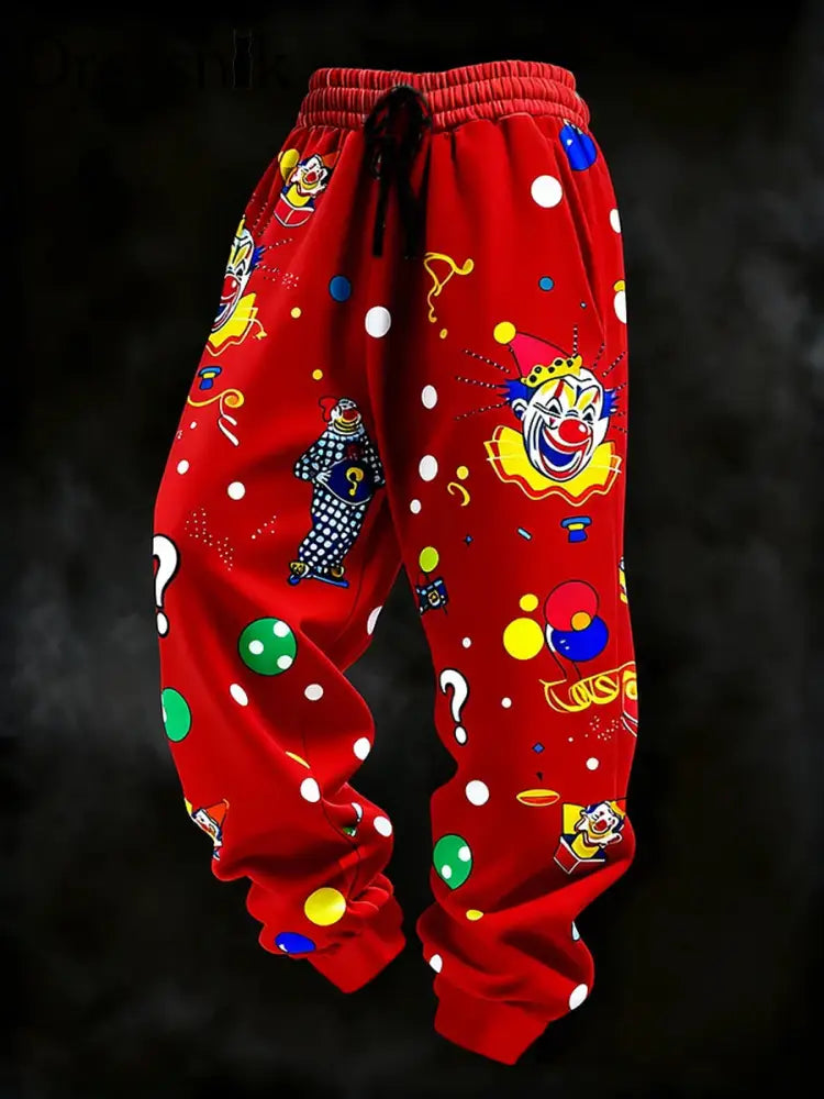 Cologne Carnival Clown Print Freizeit hosen für Herren Rot / S