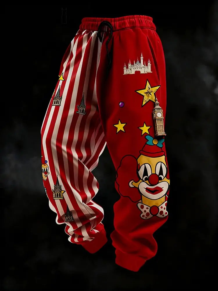 Cologne Carnival Clown Print Freizeit hosen für Herren Rot / S