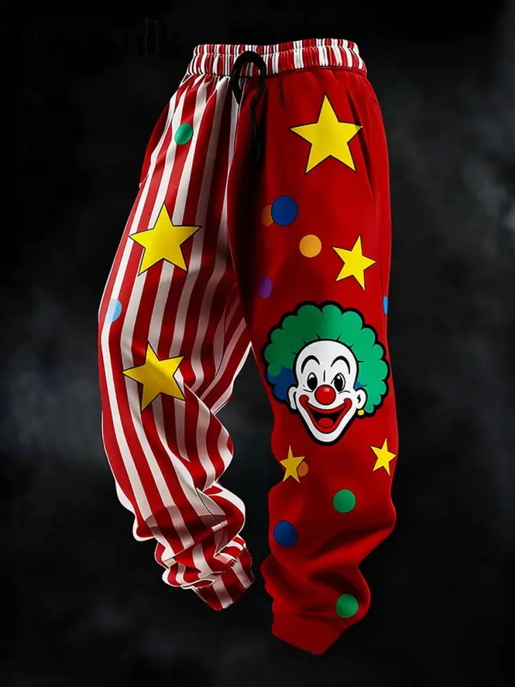 Cologne Carnival Clown Print Freizeit hosen für Herren Rot / S