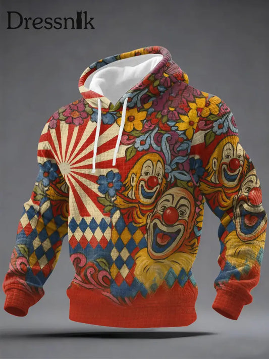 Cologne Carnival Clown Print für Herren lässig kariert Hoodie Rot / S