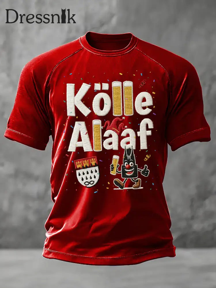 Cologne Carnival Clown Print Herren Casual T-Shirt Rot / S