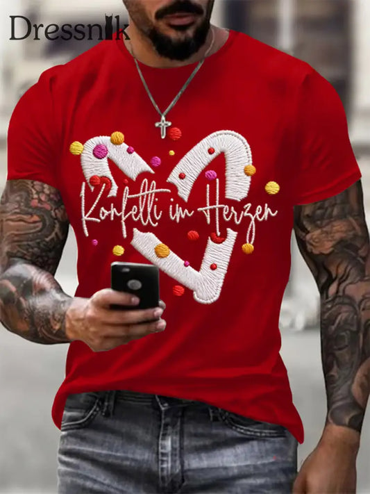 Cologne Carnival Clown Print Herren Casual T-Shirt Rot / S