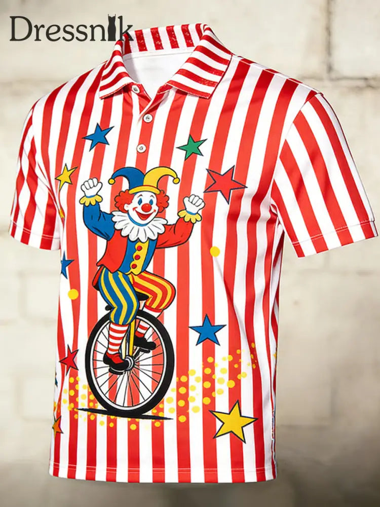 Cologne Carnival Clown Print Herren Casual Top Rot / S