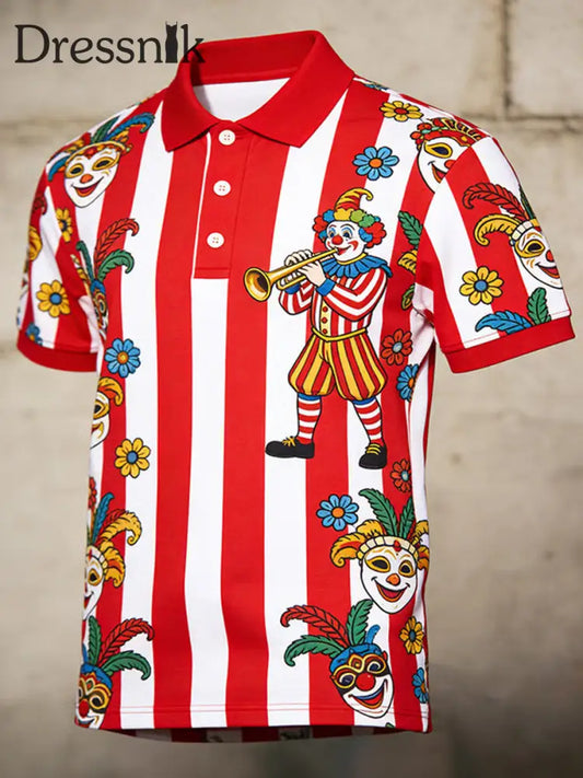 Cologne Carnival Clown Print Herren Casual Top Rot / S
