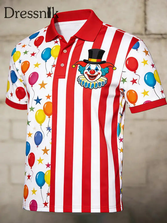 Cologne Carnival Clown Print Herren Casual Top Rot / S