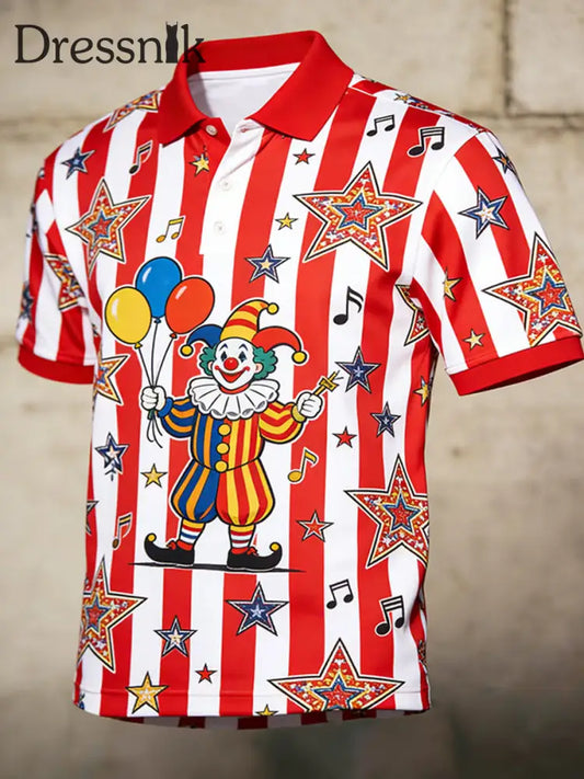 Cologne Carnival Clown Print Herren Casual Top Rot / S