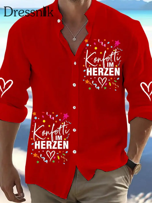 Cologne Carnival Clown Print Herren Lässiges Langarm-Shirt Rot / S