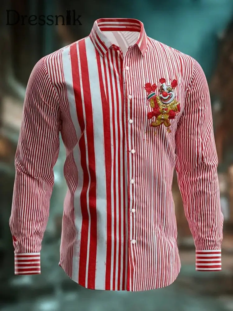 Cologne Carnival Clown Print Herren Lässiges Langarm-Shirt Rot / S