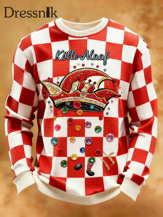 Cologne Carnival Clown Print Herren Waffel Sweatshirt als bild / S