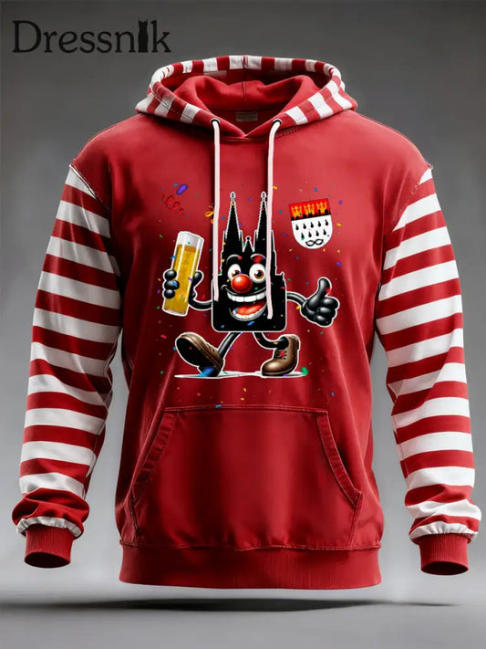 Cologne Carnival Print Casual Hoodie für Herren Rot / S