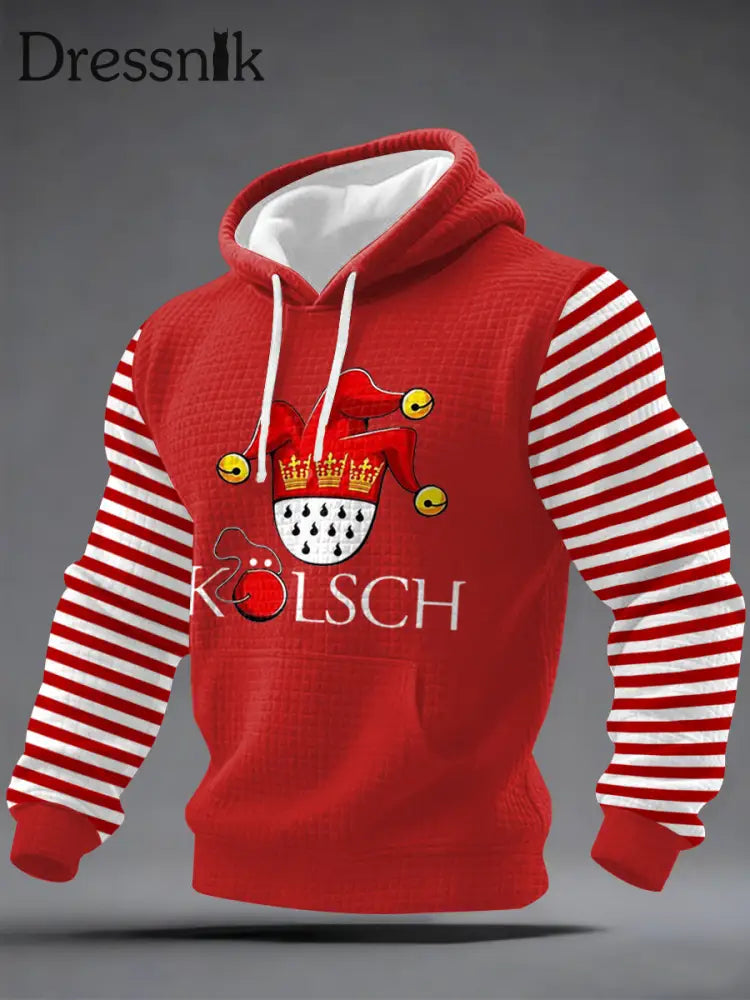 Cologne Carnival Print für Herren lässig kariert Hoodie Rot / S