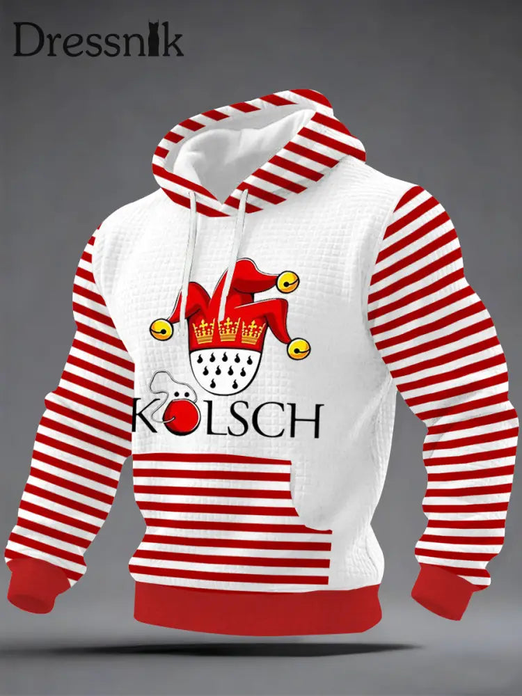 Cologne Carnival Print für Herren lässig kariert Hoodie Weiß / S