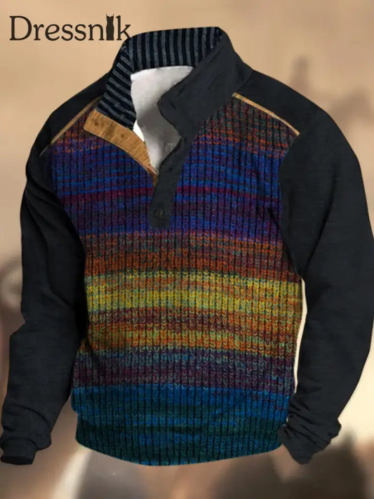 Cowboy-Textur-Muster gedruckt Western Village Jagd Logo Knopf V-Ausschnitt Outdoor Dickes Sweatshirt A / S