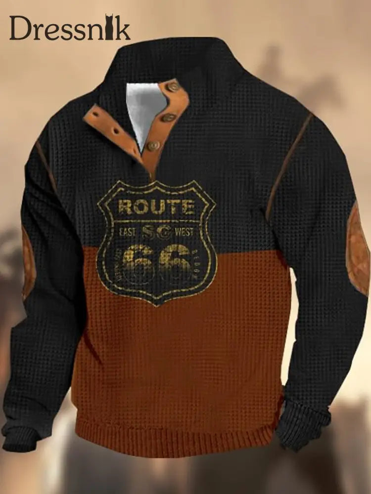 Cowboy-Textur-Muster Gedruckt Western Village Jagd Logo Knopf V-Ausschnitt Outdoor Dickes