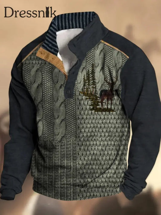 Cowboy-Textur-Muster Gedruckt Western Village Jagd Logo Knopf V-Ausschnitt Outdoor Dickes