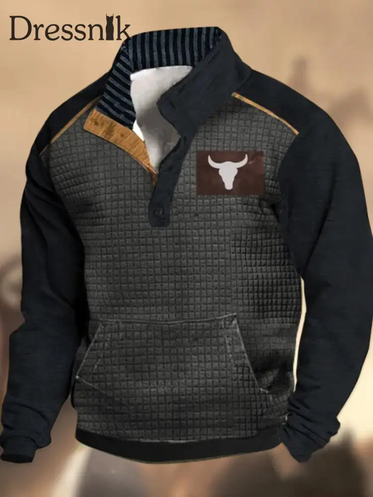 Cowboy-Textur-Muster Gedruckt Western Village Jagd Logo Knopf V-Ausschnitt Outdoor Dickes