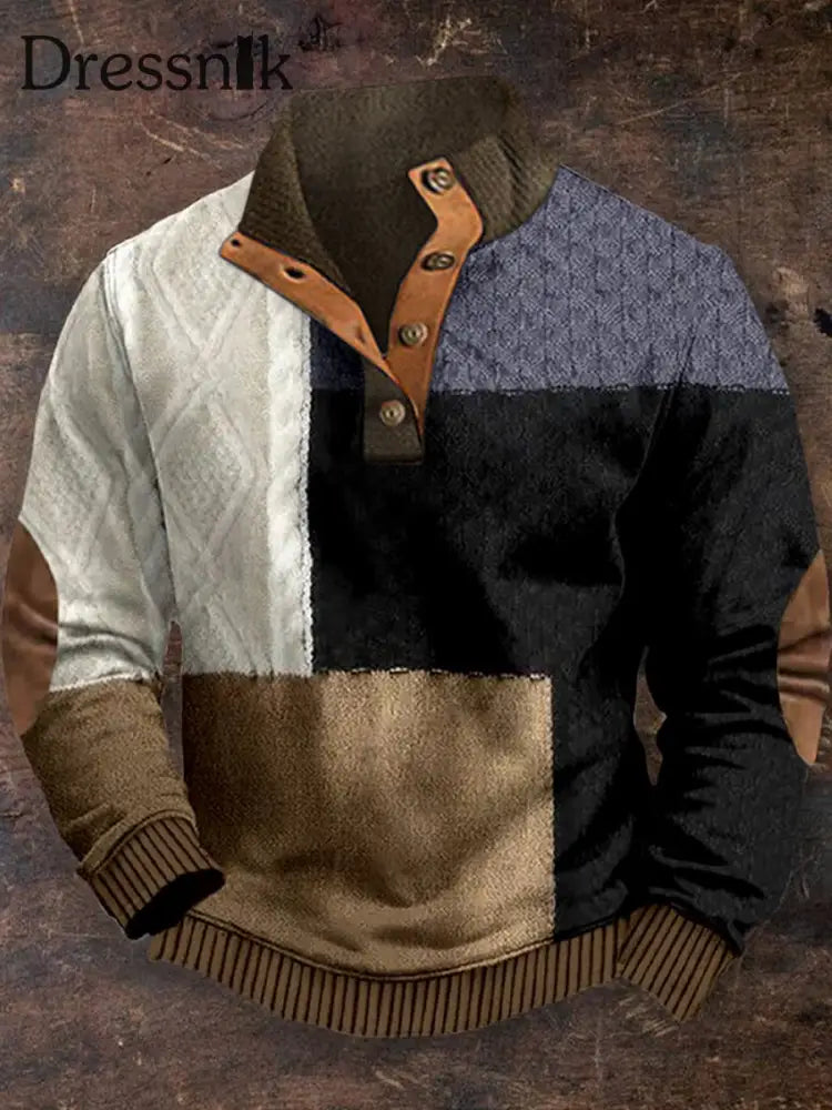 Cowboy-Textur-Muster Gedruckt Western Village Jagd Logo Knopf V-Ausschnitt Outdoor Dickes