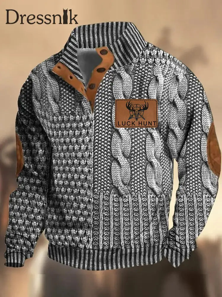 Cowboy-Textur-Muster Gedruckt Western Village Jagd Logo Knopf V-Ausschnitt Outdoor Dickes