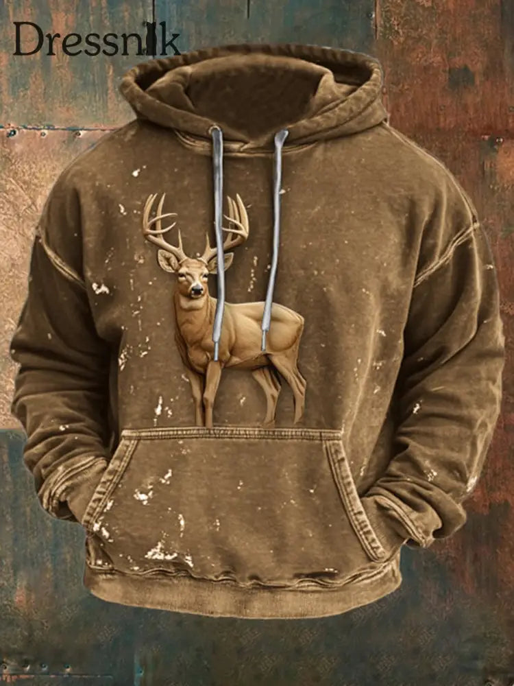 Cowboy Textur Muster gedruckt Western Village Jagd Logo Outdoor Kapuzen Sweatshirt A / S