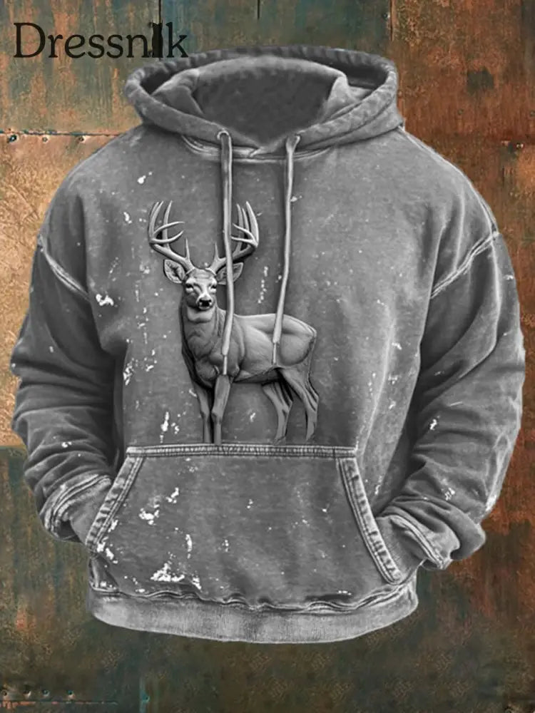 Cowboy Textur Muster gedruckt Western Village Jagd Logo Outdoor Kapuzen Sweatshirt B / S