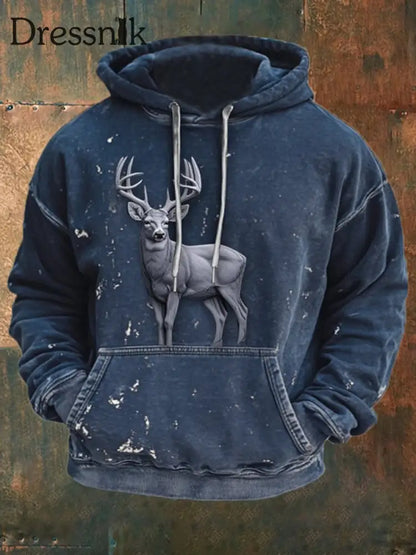 Cowboy Textur Muster gedruckt Western Village Jagd Logo Outdoor Kapuzen Sweatshirt C / S