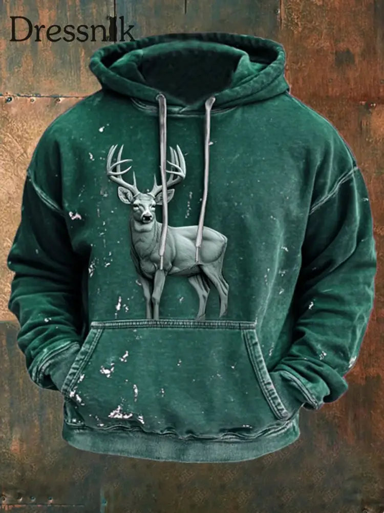 Cowboy Textur Muster gedruckt Western Village Jagd Logo Outdoor Kapuzen Sweatshirt D / S