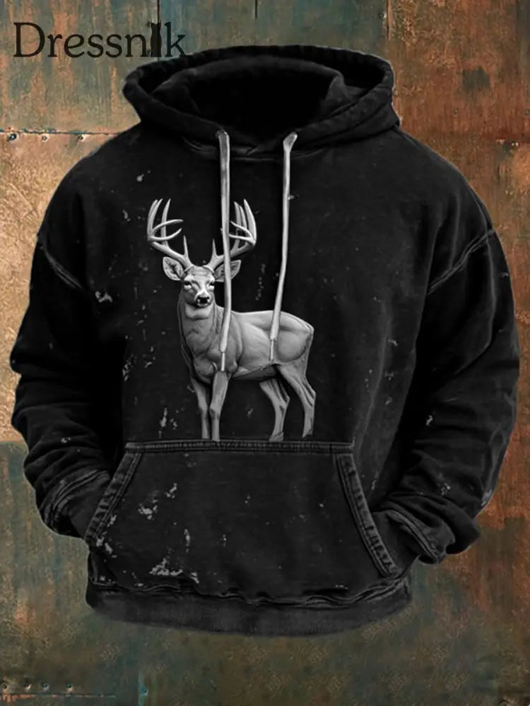 Cowboy Textur Muster gedruckt Western Village Jagd Logo Outdoor Kapuzen Sweatshirt E / S
